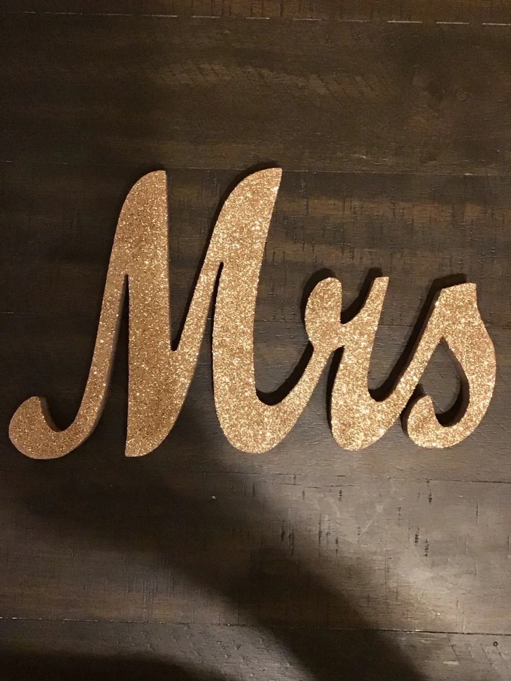 Mr & Mrs Glitter Tabletop Sign - Gold